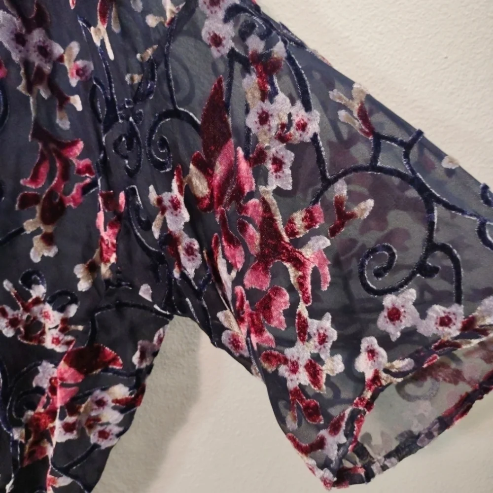 Bishop + Young Navy Blue Floral Cardigan M